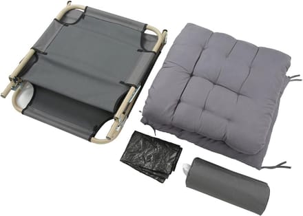 Opklapbed Kinderbed - Campingbed Loungestoel - Buiten Dutje Thuis - Stalen Frame - 67 x 57 cm - Grijs