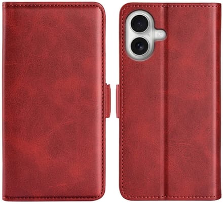 MobyDefend Hoesje - Geschikt voor iPhone 17 - Luxe Wallet Book Case (Sluiting Zijkant) - Rood