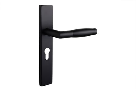 Lavuzo deurkruk Ascoli Zwart met rechthoekig schild PC55 | Per set