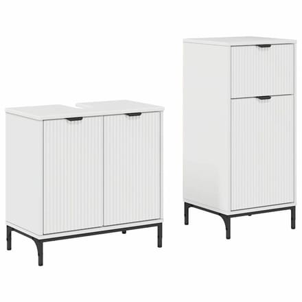 vidaXL - Badkamermeubel - Set - 2 - st - Hoogglans - wit - 39,5 - x - 36 - x - 88 - cm