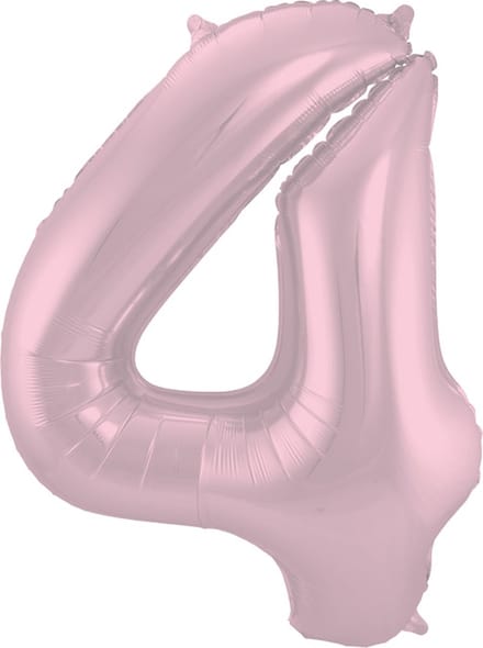 Folat - Folieballon Cijfer 4 Pastel Roze Metallic Mat - 86 cm