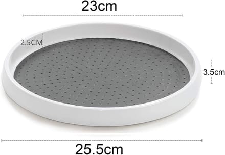 Famanu - Lazy Susan dubbele kastorganizer 25 cm, wit kunststof met antislipbasis