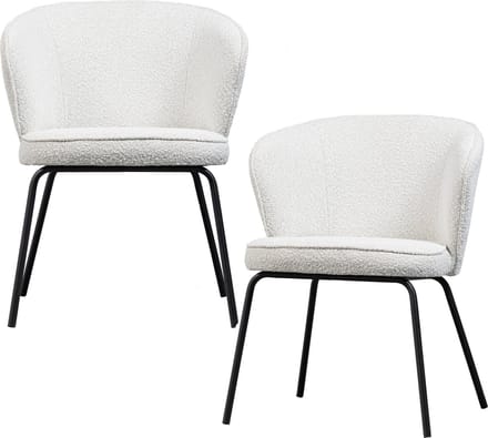 WOOOD Admit Eetkamerstoelen - Bouclé - Naturel - Set van 2