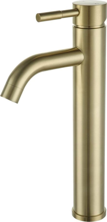 Wastafelkraan Rocco Opbouw Hoog Rond Geborsteld Goud 1 Greeps