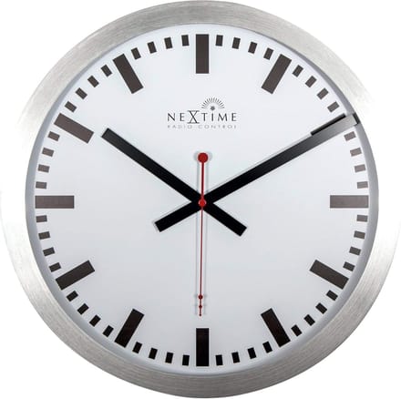 NeXtime Station Radio Controlled (DCF) – Wandklok – 35 cm – Aluminium – Wit