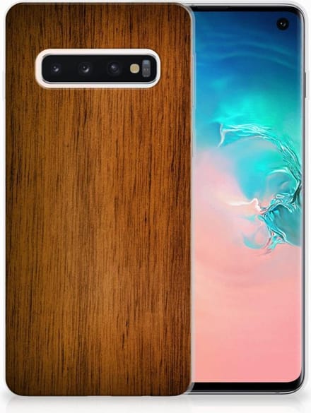 Samsung Galaxy S10 Bumper Hoesje Donker Hout