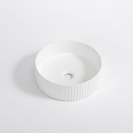 FugaFlow Efficiente Arredo Waskom - 36x36x12.5 - geribbeld - rond - keramiek - wit glans