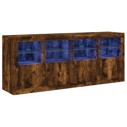 vidaXL - Dressoir - met - LED-verlichting - 163x37x67 - cm - gerookt - eikenkleurig