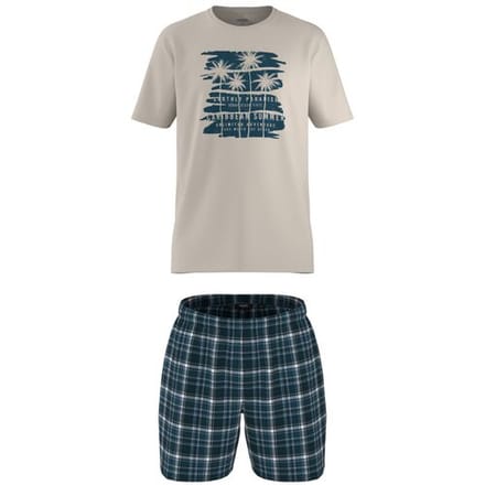 ESMARA MEN Korte heren pyjama (Beige/blauw, M)