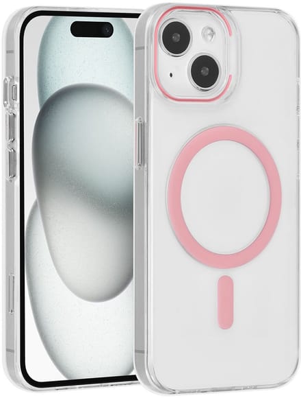 UNIQ Accessory Back Cover - Apple iPhone 15 - Roze - MagSafe Compatible - Transparant ontwerp