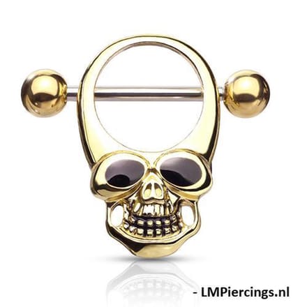 Tepelpiercing skull 1.6x11 - goud - LMPiercings