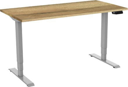 GAME HERO Marvel Bureau Elektrisch Verstelbaar 2 Motorig - 140x80cm - Grijs Frame - Natuur Eiken Blad