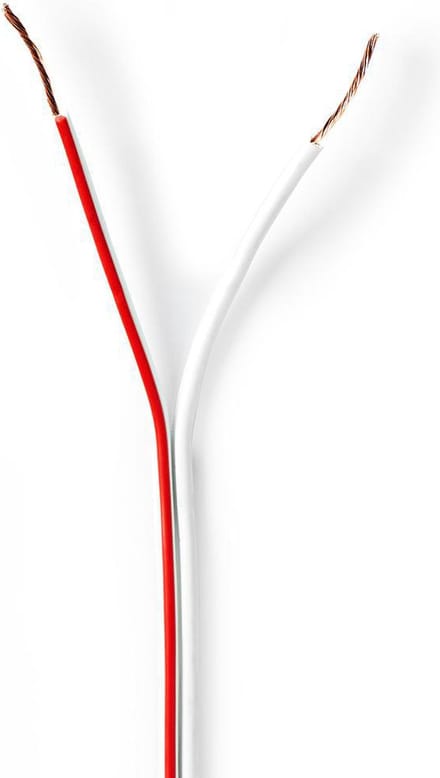 Nedis Speaker-Kabel - 2 x 0.50 mm² - CCA - 100.0 m - Rond - PVC - Wit - Folieverpakking