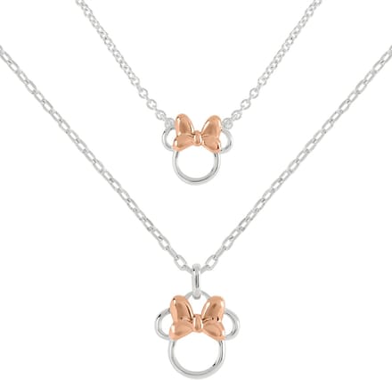 Disney Minnie Mouse Two Tone Plated Mother & Daughter Necklace Set