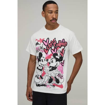 Oversized Minnie & Mickey Licentie Print T-shirt | White | Size XS