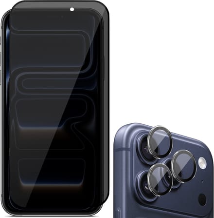 Privacy Screenprotector & Camera Protector geschikt voor iPhone 17 Pro - Volledig Dekkend Glas
