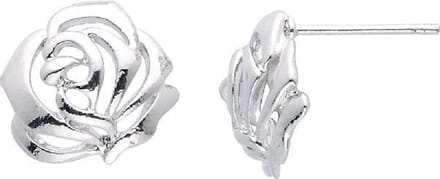 Behave Oorstekers dames zilver kleur in roos vorm