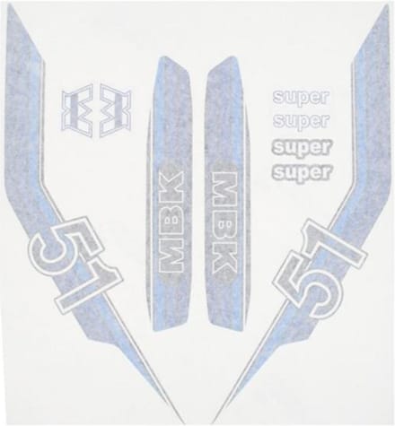 Planche 8 autocollant sticker bleu CGN pour mobylette MBK 50 51 Super Neuf