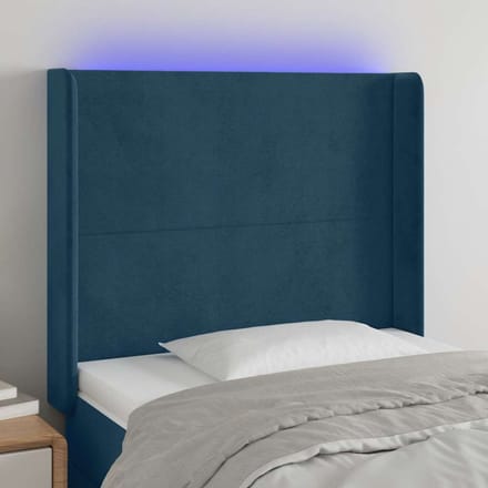 vidaXL - Hoofdbord - LED - 103x16x118/128 - cm - fluweel - donkerblauw