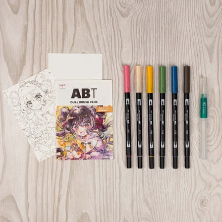 Tombow ABT Dual Brush pen set 6 st Manga Bloemen