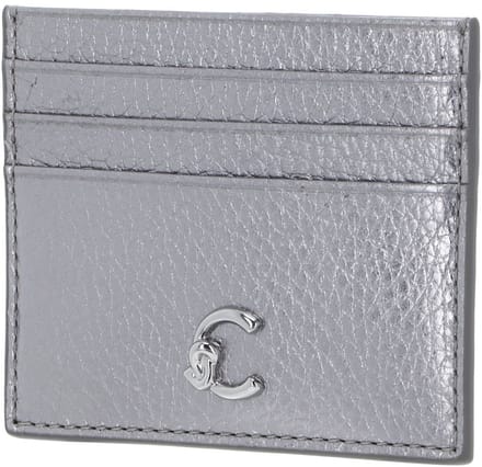 COCCINELLE Leren kaarthouder C-Me Document Holder Grained Leather Steel zilverkleurig