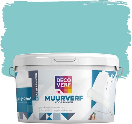 Decoverf muurverf mat tropisch blauw, 2.5L