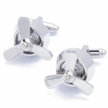 Manchetknopen - Vliegtuigmotor Vliegtuig Propeller Zilver