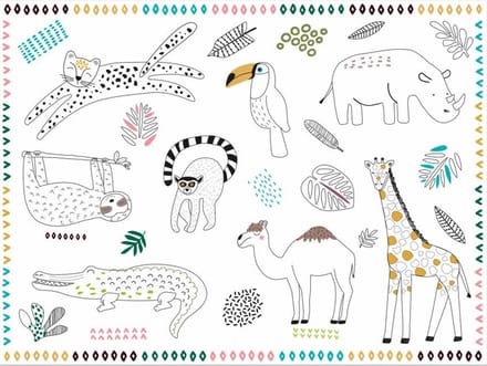 Folat BV Colorable Placemats Wild Animals 6 pcs.