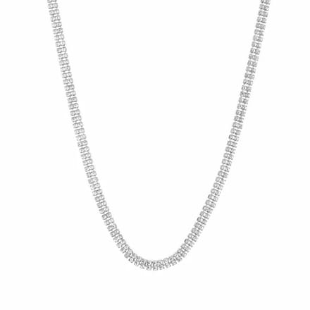 Bijoutheek Collier Dubbele rij witte stenen Zilver
