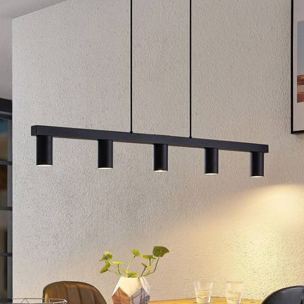 Lindby - hanglamp - 5lichts - Staal - H: 10.5 cm - GU10 - zwart