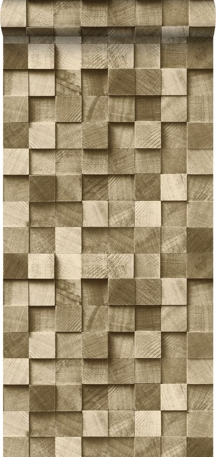 ESTAhome behang 3D-houtmotief donker beige - 53 cm x 10.05 m - 138529
