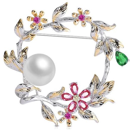 High-End Exquise Mode Persoonlijkheid Wild Creatieve Krans Parel Broche Kledingaccessoires white