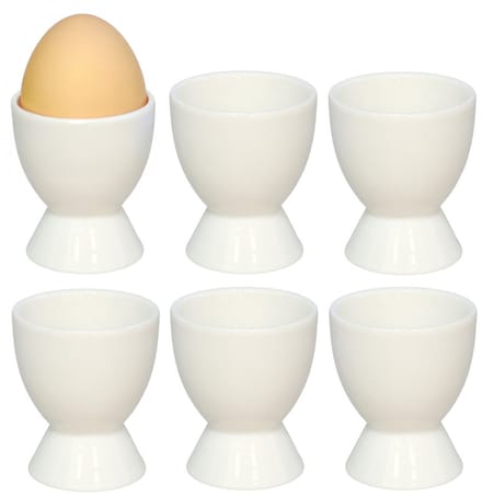 Bellatio Design Eierdopjes Basic - set van 12x - wit - porselein - 5 x 6 cm - voor ontbijt/brunch/pasen
