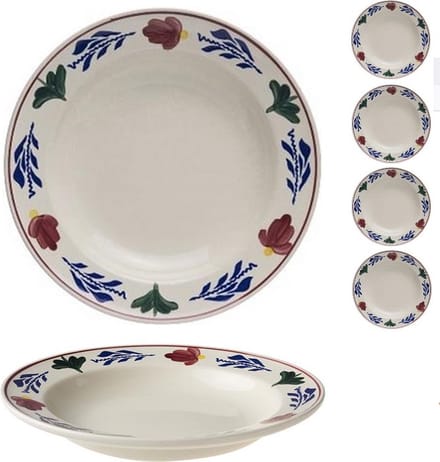 Boerenbont diep bord rond 23 cm set van 6 stuks