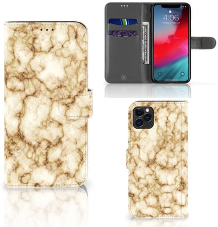 Apple iPhone 11 Pro Max Bookcase Marmer Goud