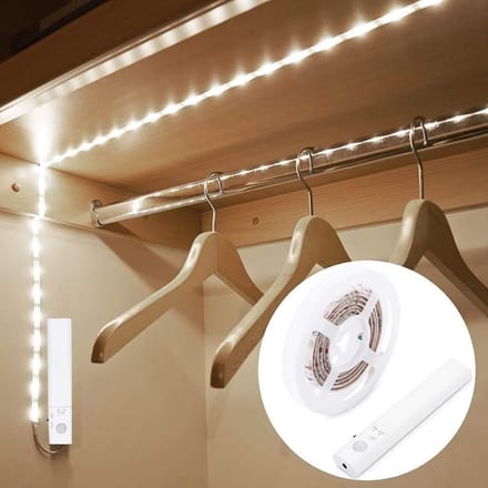 Bewegingssensor Lichtstrip - Nachtlamp Kast - Automatisch Verlichten - PIR Sensor Actief - 1 Meter - Koud Wit