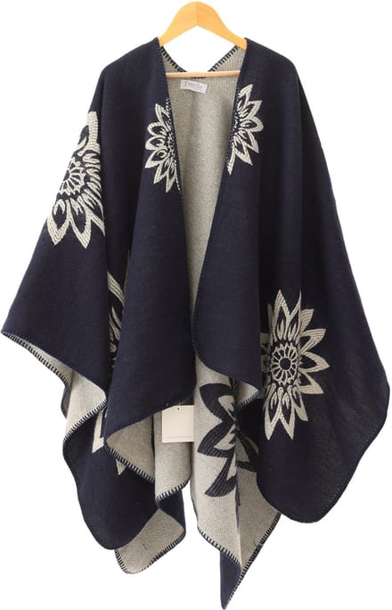 Emilie scarves - poncho - cape - omslagdoek - donkerblauw
