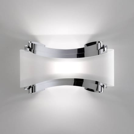 Selène LED wandlamp Ionica met glazen plaat, chroom