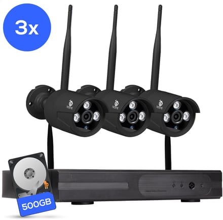 Teceye Bullet Beveiligingscamera Buiten met Recorder - Draadloze Buitencamera - 2 Camera - 500GB Opslag