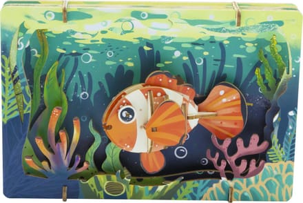 De Bouwplaats 3D Theater Aquarium Clownvis Vis - Houten bouwpakket - Gekleurd