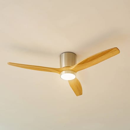 Lucande LED plafondventilator Faipari, nikkel, DC, stil, 132 cm