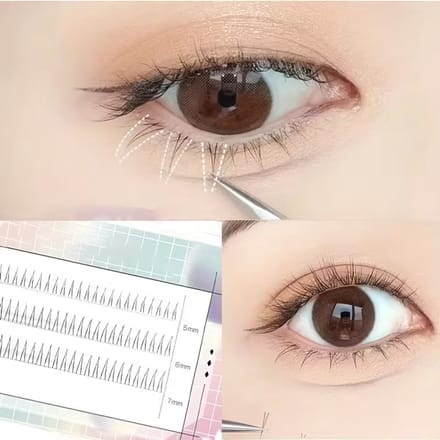 GEAR3000® nepwimpers onderrand natuurlijk - cluster - wimperextensions - V shape - eyelashes DIY 120 st