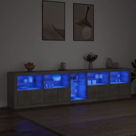 vidaXL - Dressoir - met - LED-verlichting - 283x37x67 - cm - betongrijs