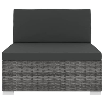 vidaXL - Middenbank - 1 - st - met - kussens - poly - rattan - grijs