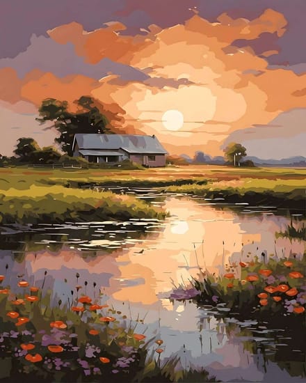 CE - Doe-het-zelf Schilderij Set - 40x50cm - Kleur Set - Krajobraz