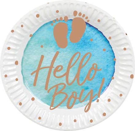 Boland - Set 10 papieren bordjes 'Hello boy!' - Geen thema - Babyshower
