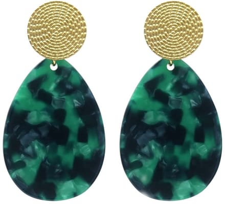 Oorbellen Ovaal - Oorhangers - RVS - 6,5x3,5 cm - Groen