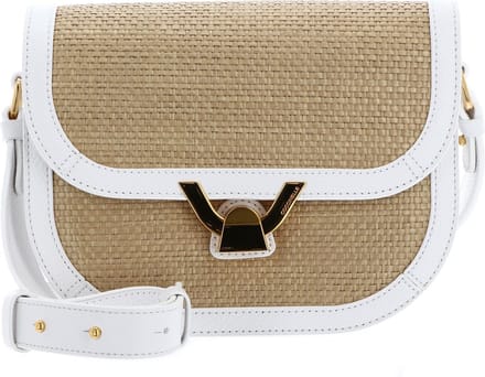 COCCINELLE Leren Schoudertas Dew Straw Handbag Natu / Bril. White Beige