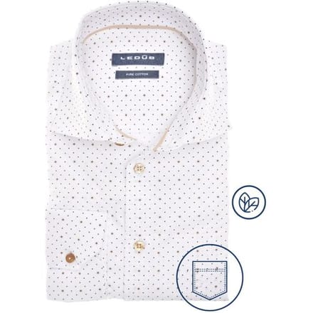Ledûb Overhemd Allover Dot Star Pattern Pure Cotton Wit-Blauw / male