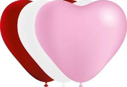 10x Hartjes ballonnen rood/wit/roze